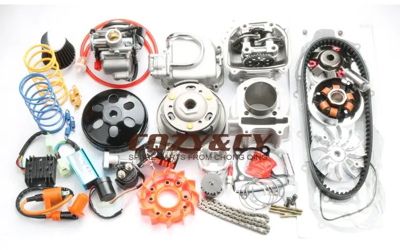 Clutch black 155cc EGR большой диаметр комплект Большая головка 58,5 мм высокопроизводительный привод вариатор роликовые сцепления пружины и A14 Cam для GY6 ATV 157QMJ 150cc - Цвет: Clutch black
