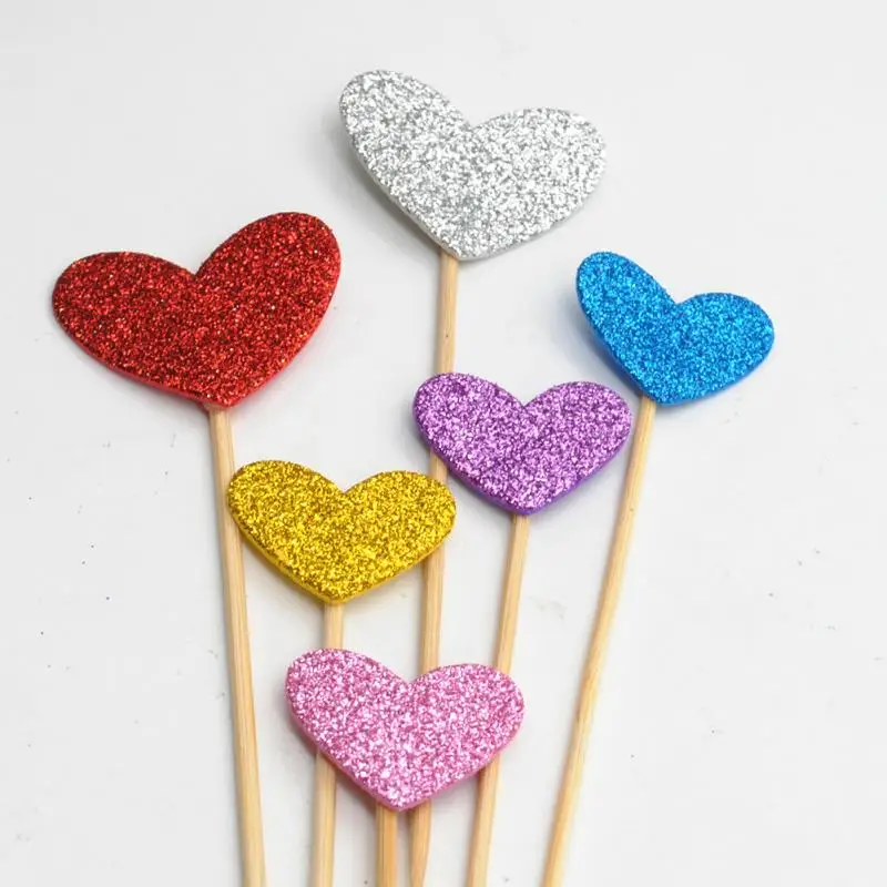 6 шт. ручной прекрасный розовый Сердце Звезда кекс топперы для маленьких девочек