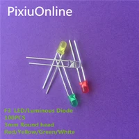 100pcs yt1999 f3 3mm redyellowgreenwhite led luminous diode light emitting diode 4 colors free shipping