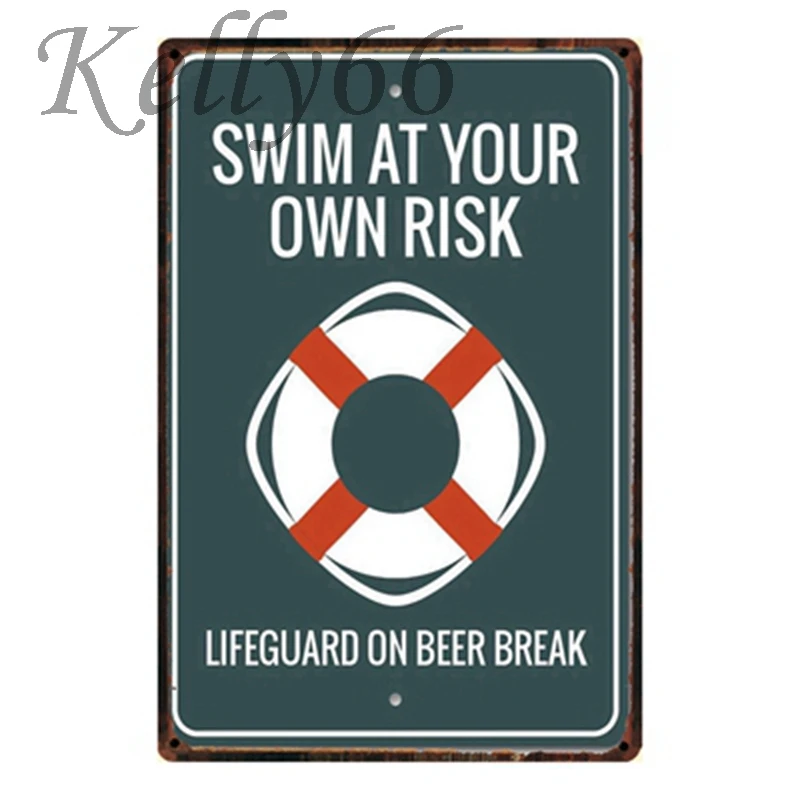 [Kelly66] плавать риск жестяная вывеска плакат общественного декор магазин табличка