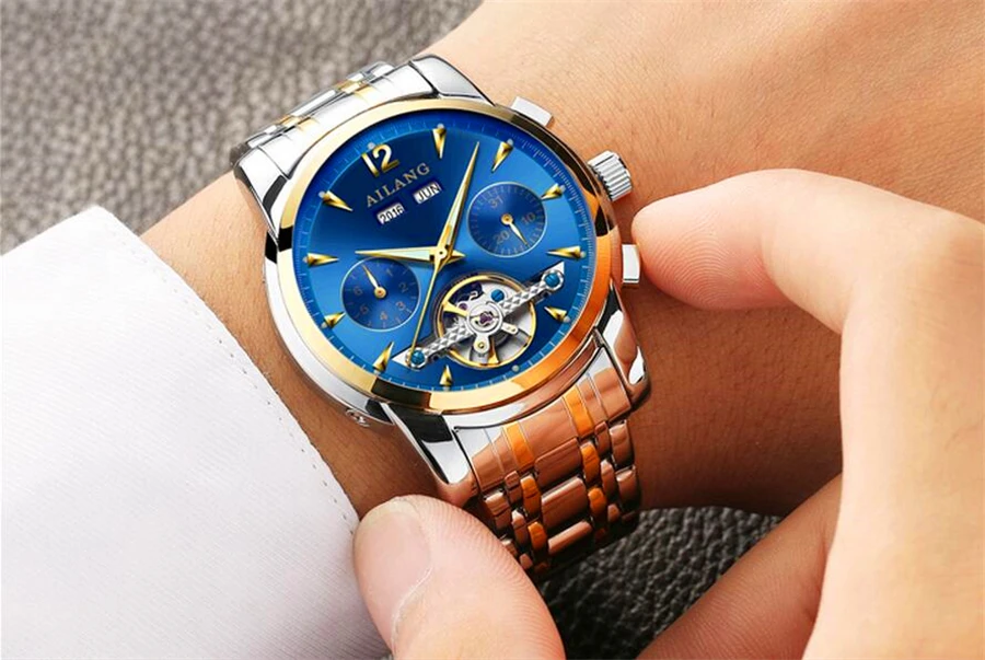Оригинальные механические часы AILANG мужские водонепроницаемые светящиеся