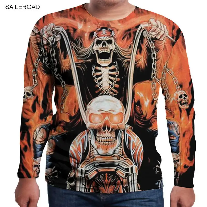 Весна Осень Мода Мотоцикл Vespa 3D печать o-образным вырезом Slim Fit футболка с длинным рукавом для мужчин Повседневная футболка Crossfit уличная одежда топы - Цвет: FCCX080