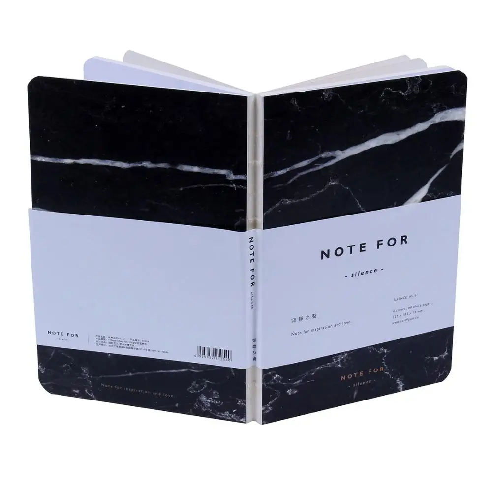 Black Новая мода Примечание для тишина Sketchbook дневник Рисунок 80 Простыни Детские творческая школа Тетрадь Мрамор узор офис школы питания - Цвет: Black