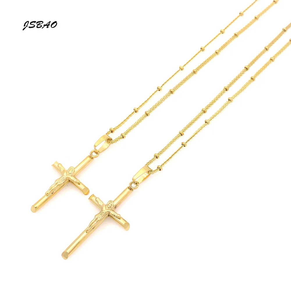 Ожерелье JSBAO женское из нержавеющей стали цепочка 50 см с крестом кулон священный