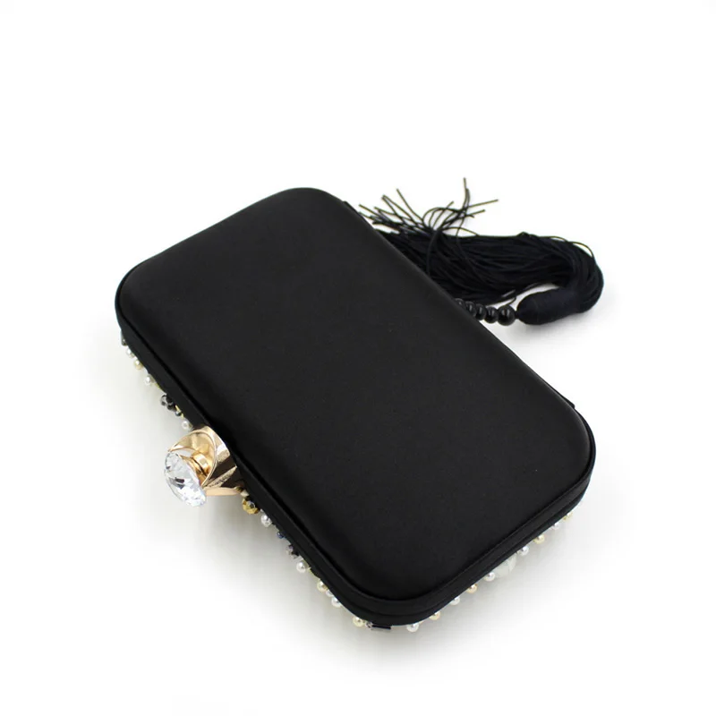 Бесплатная Доставка Новый 2017 Мода Черный с Embriodery Жемчуг Маленькая Партия Ужин