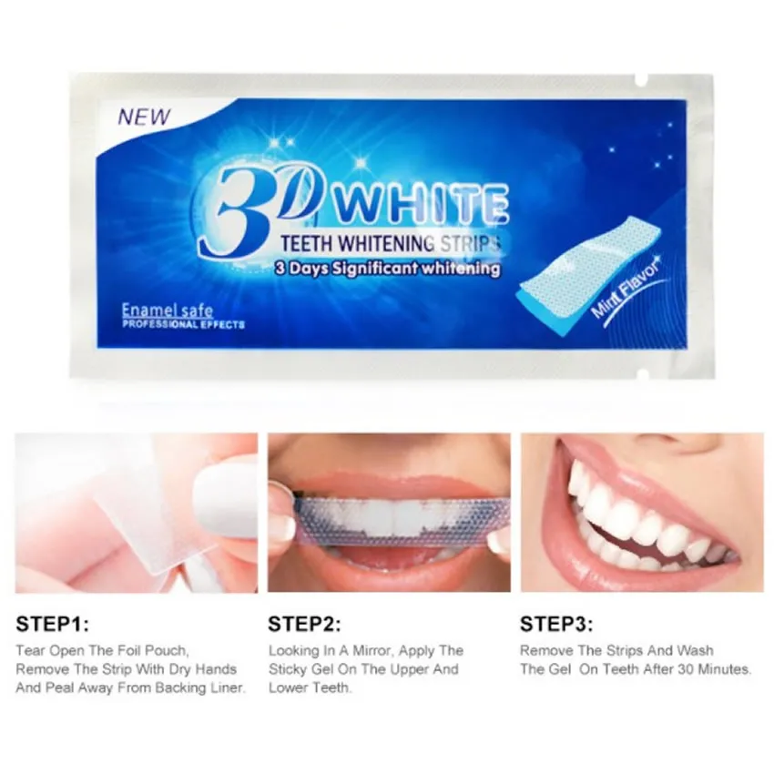 3 пары/партия 3D отбеливающий гель полоски Ярко белая Dental лечения набор для