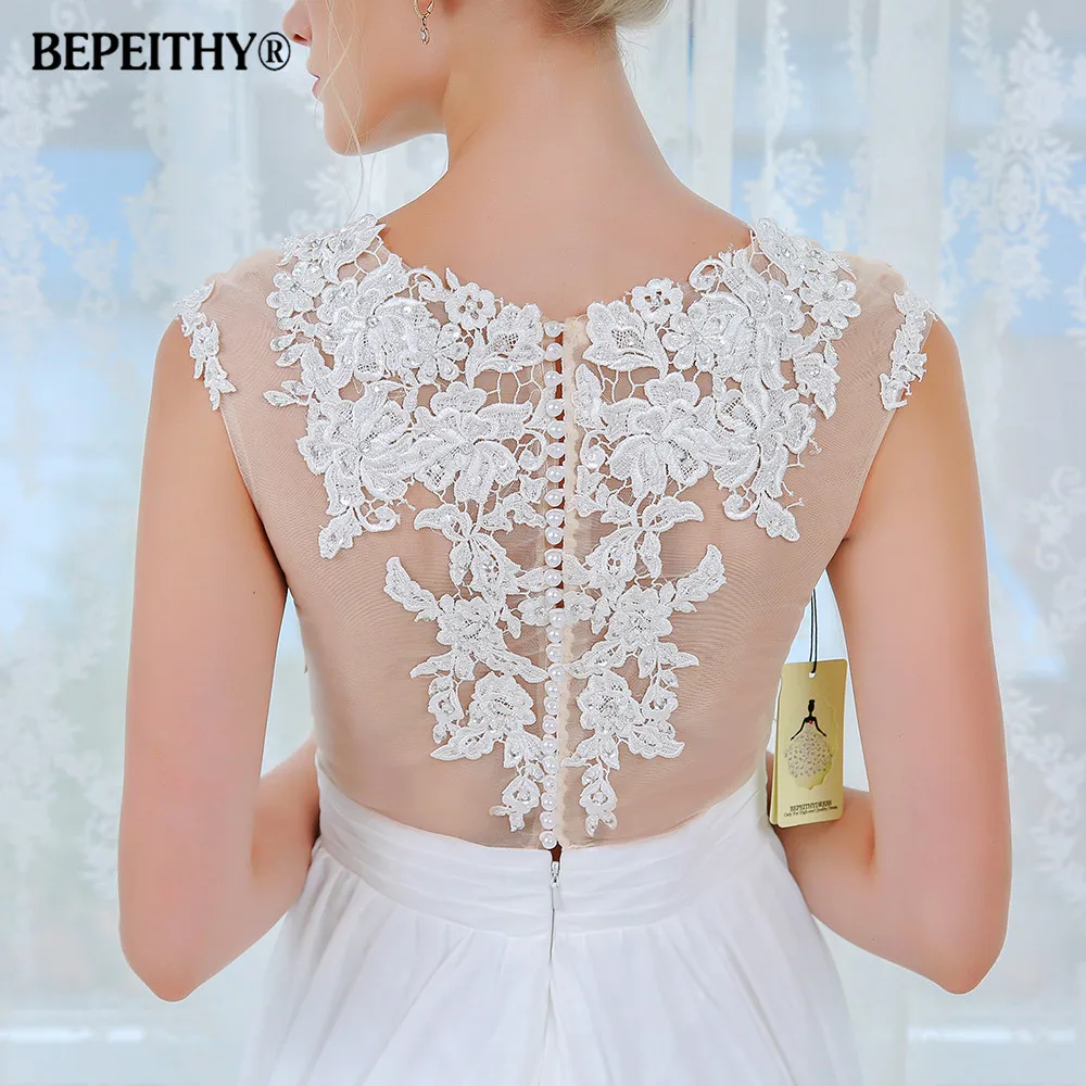 Vestido De Novia, короткий рукав, Пляжное свадебное платье, кружевные сексуальные свадебные платья, шифоновое свадебное платье, горячая распродажа
