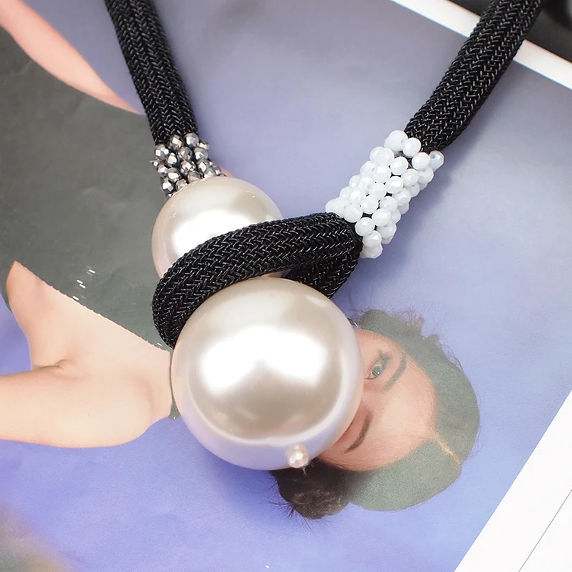 Женское массивное ожерелье чокер MANILAI крупное с искусственным жемчугом кулоном