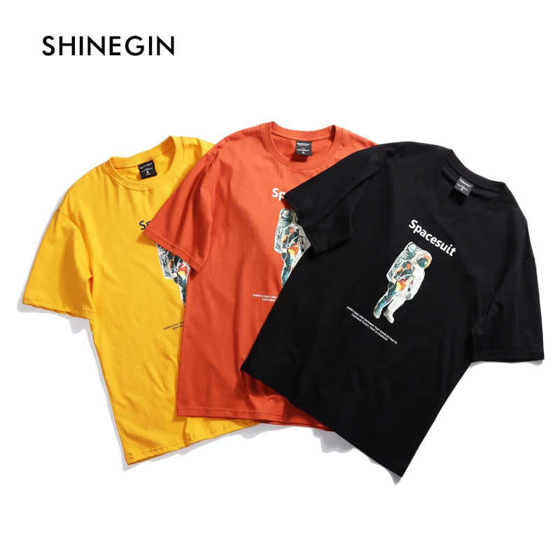 SHINEGIN Spacesuit футболка уличная 2019 Лето Harajuku повседневные футболки с коротким