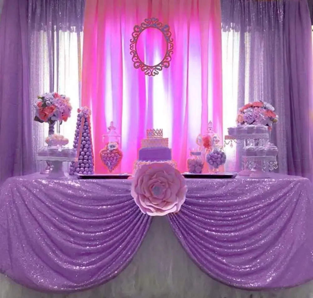 Lavender Квадратная скатерть с блестками черного и серебристого цвета, 60x120 дюймов, покрытие для обеденного стола, сверкающий стол с блестками для свадьбы/Party-C0415 - Цвет: Lavender