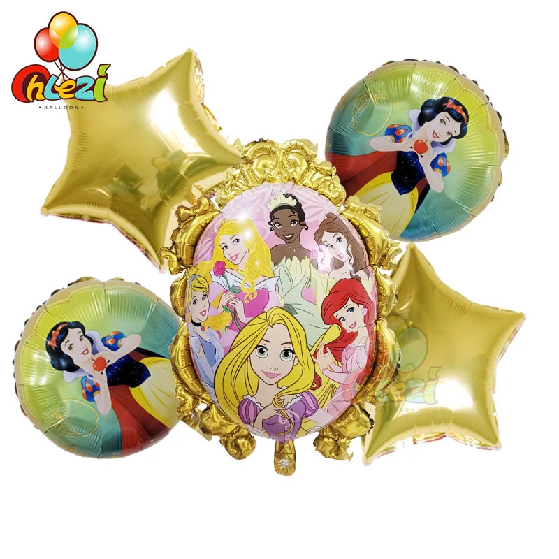 Gold Snow White 5 шт. принцесса волшебное зеркало девушки Белоснежка Золушка Аврора Ариэль Белль Жасмин Тиана Эльза Воздушные шары День рождения вечерние принадлежности - Цвет: Gold Snow White