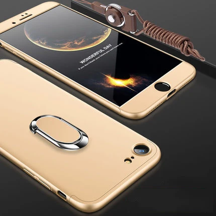 Кольцо на палец, матовый чехол для iPhone Чехлы для iPhone 7 8 X чехол крышка металлический держатель телефона чехол для Apple iPhone X 7Plus iPhone 8Plus чехол s AB181 - Цвет: all gold