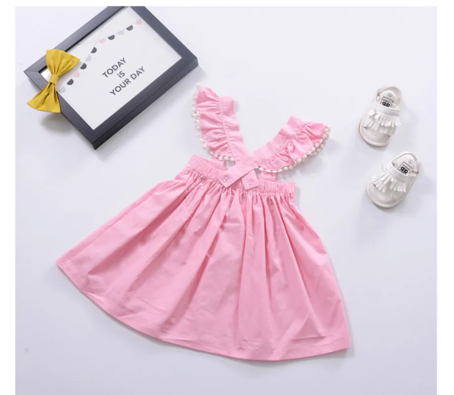 Коллекция 2017 года летнее розовое платье принцессы для маленьких девочек Одежда