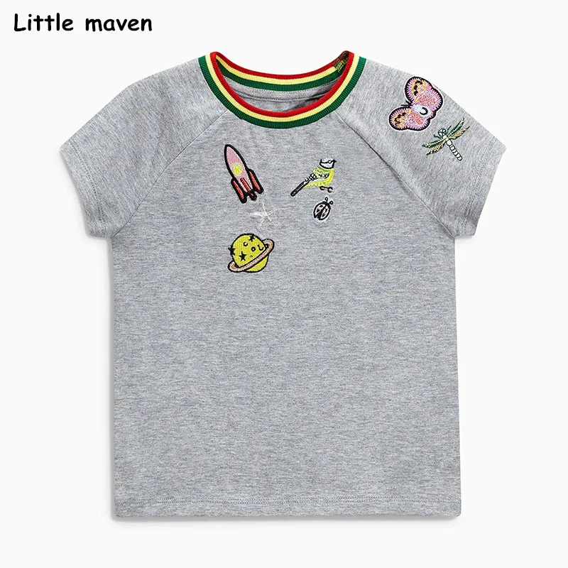 Little maven/Детская летняя одежда для маленьких девочек 2018 футболка с короткими