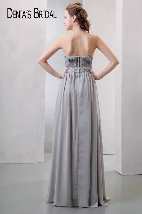 2017 простые элегантные серые длинные шифоновые платья для подружки невесты