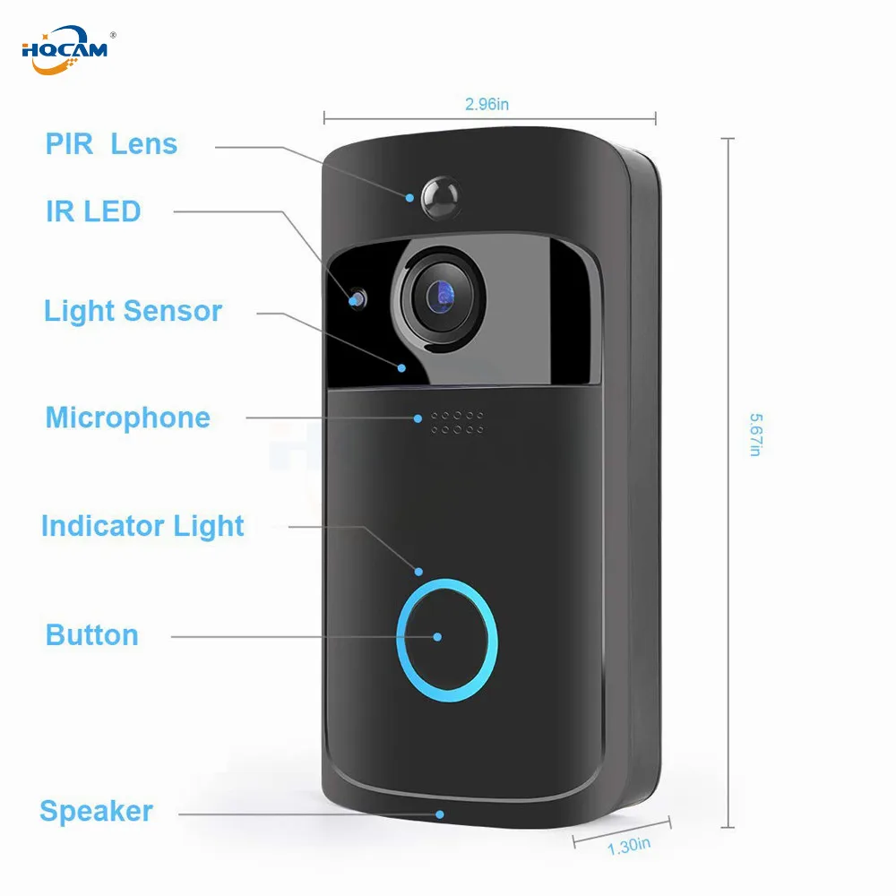 HQCAM Wi-Fi видео дверной звонок Wifi дверной Звонок камера Смарт Wi-Fi видеодомофон дверной звонок видео дверной звонок для квартиры ИК сигнализация