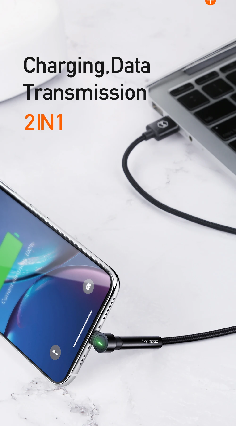 MCDODO 1,8 м Быстрый USB кабель для iPhone 11 XS MAX XR X 8 7 6s Plus светодиодный держатель для зарядки кабель для зарядки мобильного телефона шнур для передачи данных