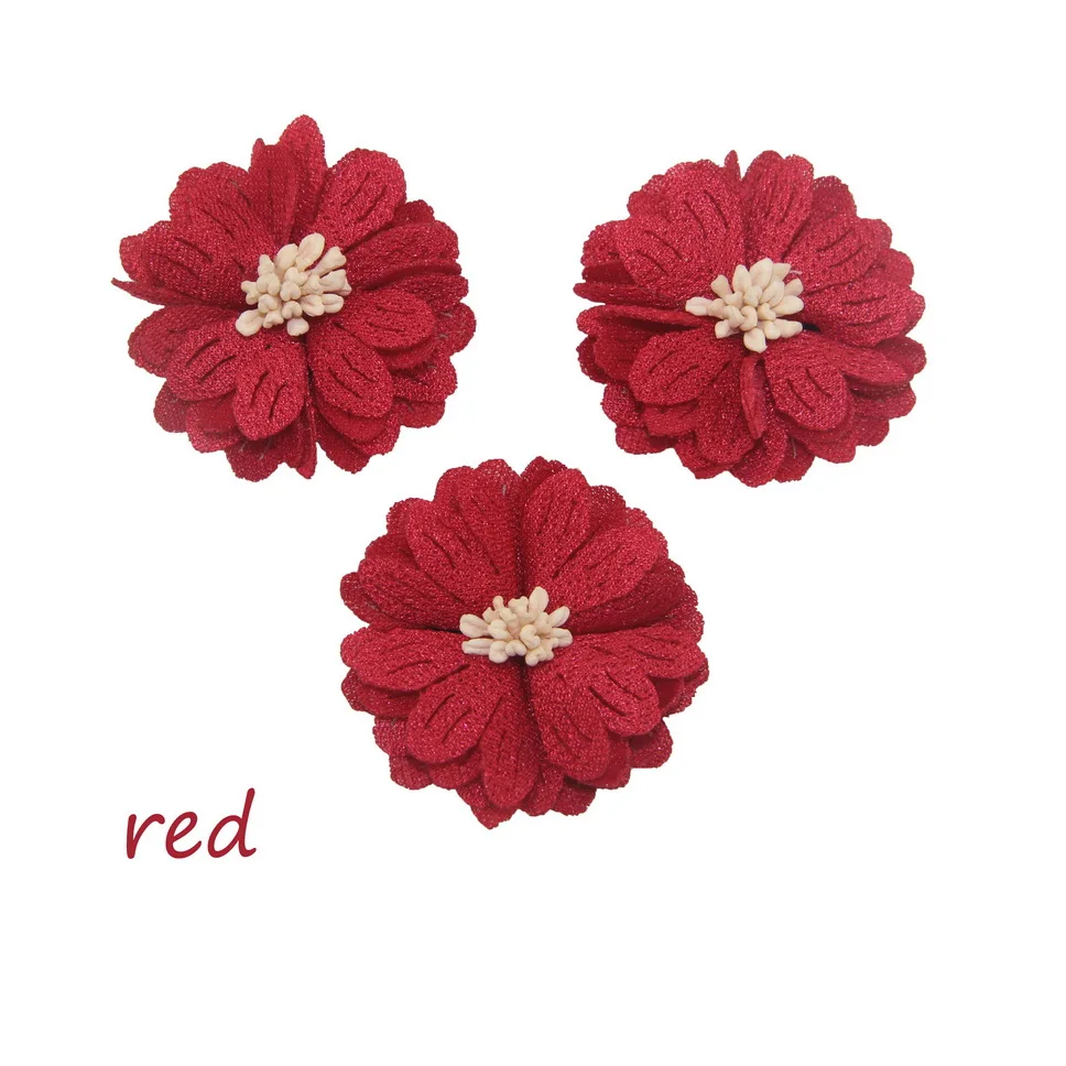 red 4,5 см 12 шт./пакет искусственный цветок ремесло ткани на платформе с цветочным принтом повязка на голову, для самостоятельного изготовления букет невесты украшения - Цвет: red