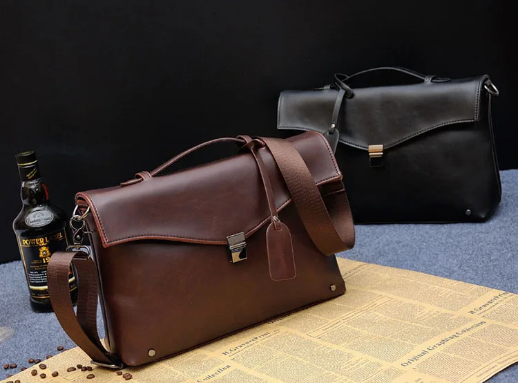 Brand Casual Men Briefcase Men Messenger Bags Business Vintage Crazy Horse Leather Shoulder Bag Male Laptop Bags for Men