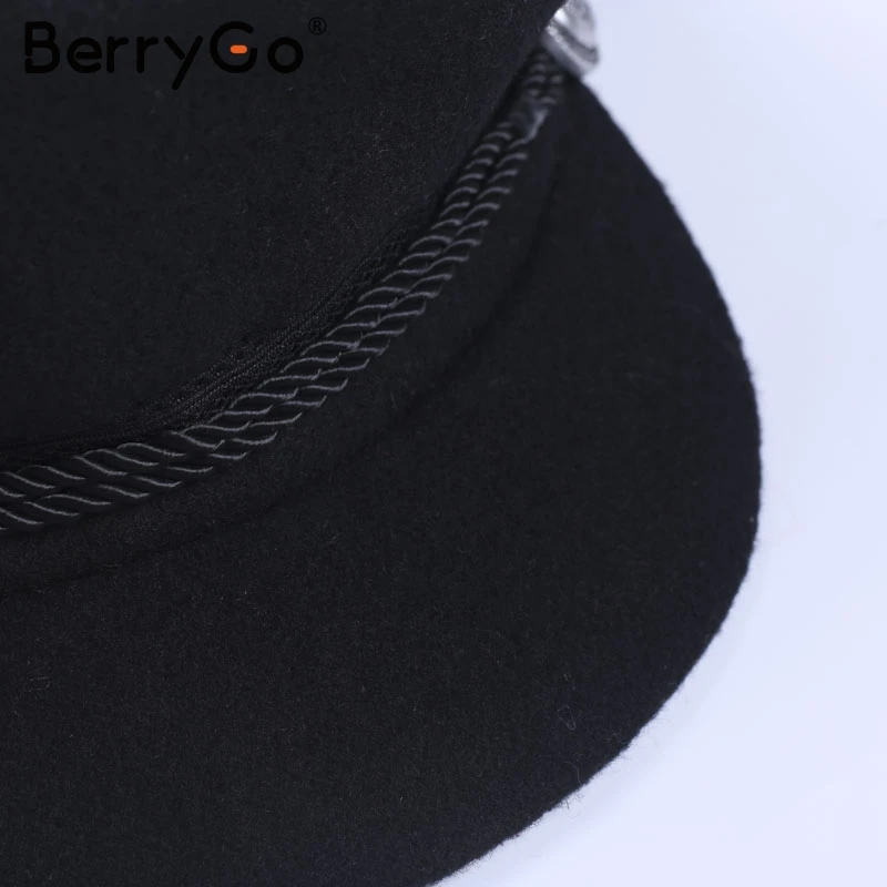 BerryGo, модная черная шапка, Женская Повседневная Уличная уличная Кепка, сплошной канат, плоская кепка, элегантная, осенняя, зимняя, теплая, берет, шапка для женщин