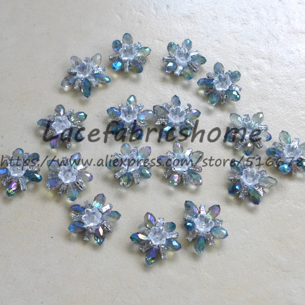 

50pieces/lot high quality mixed colors stereo handmade beading fabric sequin flower patch