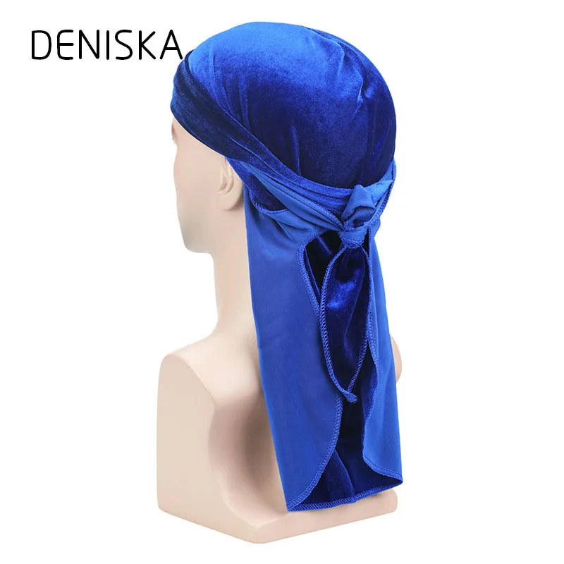 Дениска Для мужчин бархат Durags Бандана тюрбан шляпы парики ДУ Durag головной убор