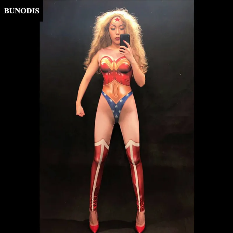 BU171 Wonder Woman сексуальный комбинезон для ночного клуба и вечерние выступление
