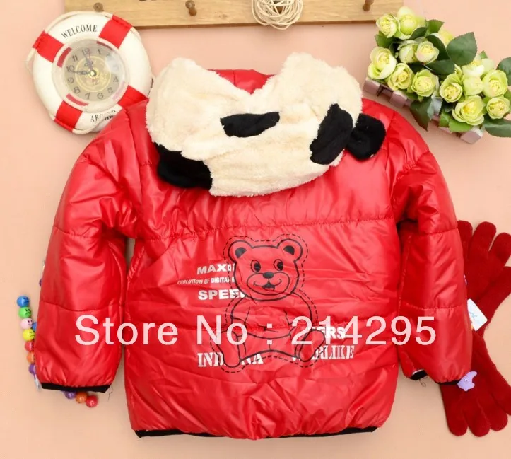 Children's clothing wholesale 2013 new winter double bear children pocket add flocking cotton-padded jacket private cotton coat | Мать и