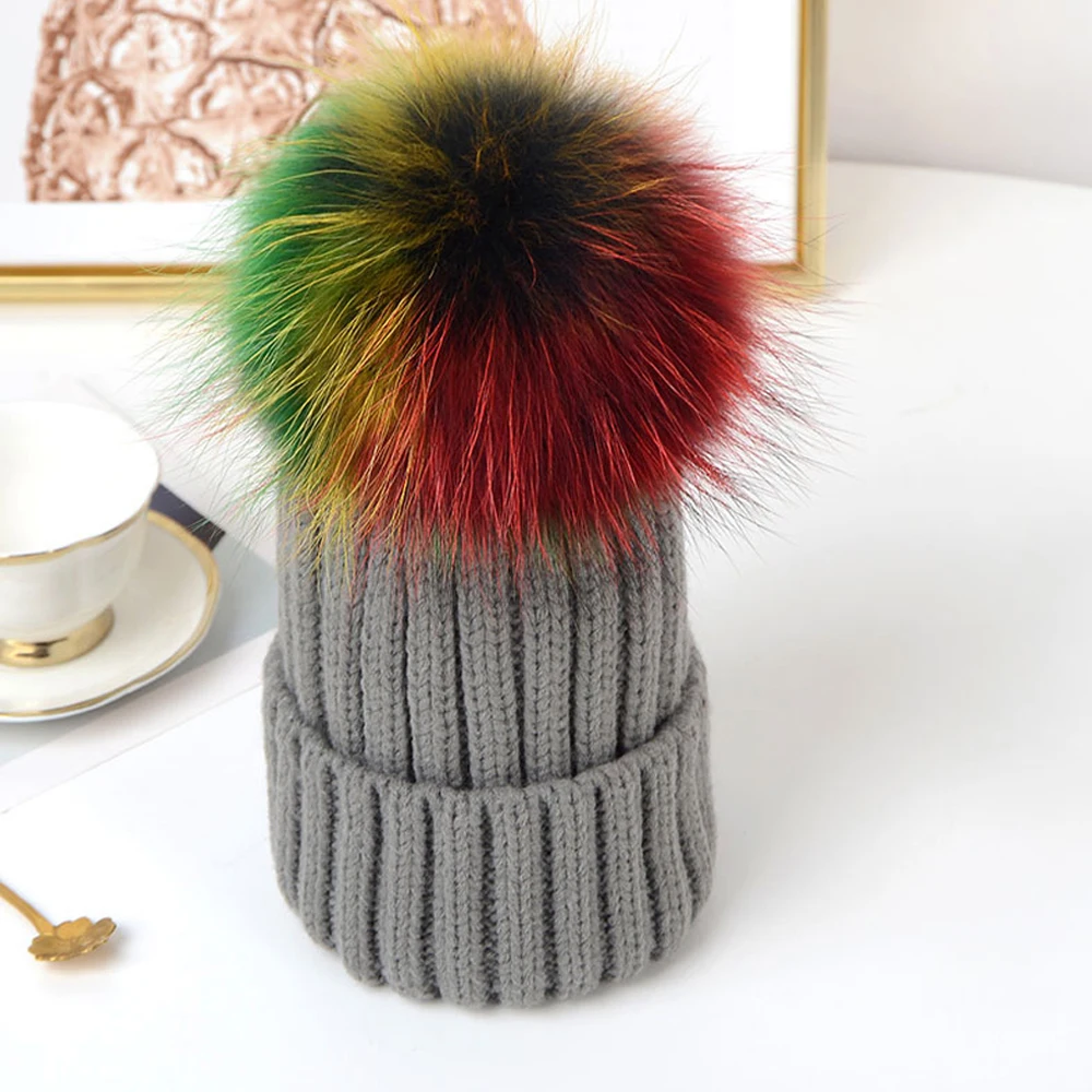 2020 новый мяч из натурального меха енота Кепки зимняя 15 см меховой Кепка с