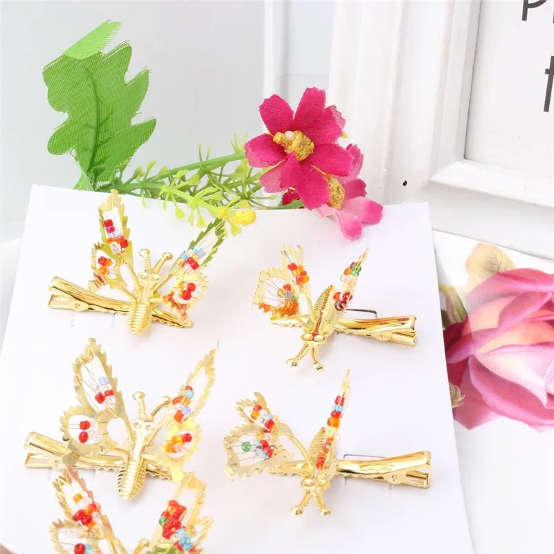 Новинка винтажные шпильки в форме бабочки металлические разноцветные бусины