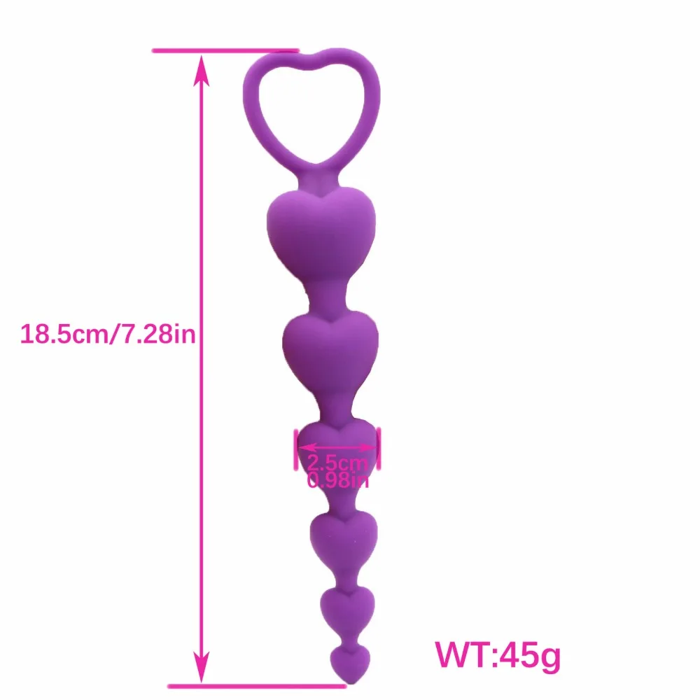 YEMA Ring-pull Heart Shaped Anal Beads Tail Plug Prostata Massage Silicone Butt For Adults Sex Toys for Woman Men Gay | Красота и