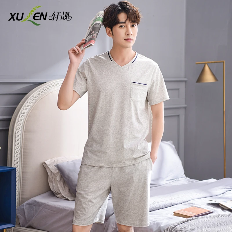 Для мужчин летние пижамы с коротким рукавом набор cool сна и гостиная большие