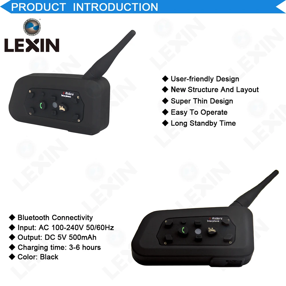 LEXIN 2 шт R6 1200 м BT мотоциклетный беспроводной домофон шлем гарнитуры для 6 райдеров Intercomunicador Bluetooth Para Motocicleta