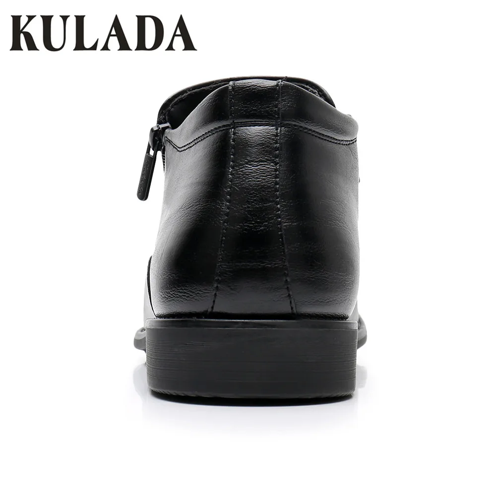 KULADA/мужские деловые ботинки высокого качества на молнии мужские кожаные