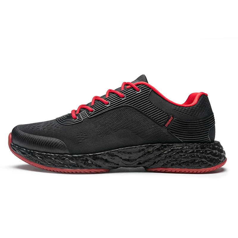 black red ONEMIX мужские кроссовки энергетические кроссовки для марафона отскок 58 энергетические падения высокотехнологичные эластичные гибкие подошвы противоскользящая подошва - Цвет: black red