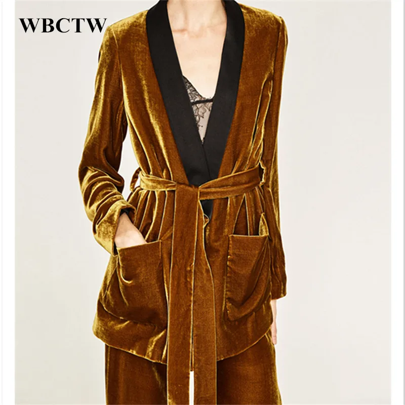 WBCTW бархатные комплекты одежды Твердые модные с длинными рукавами глубокий зима