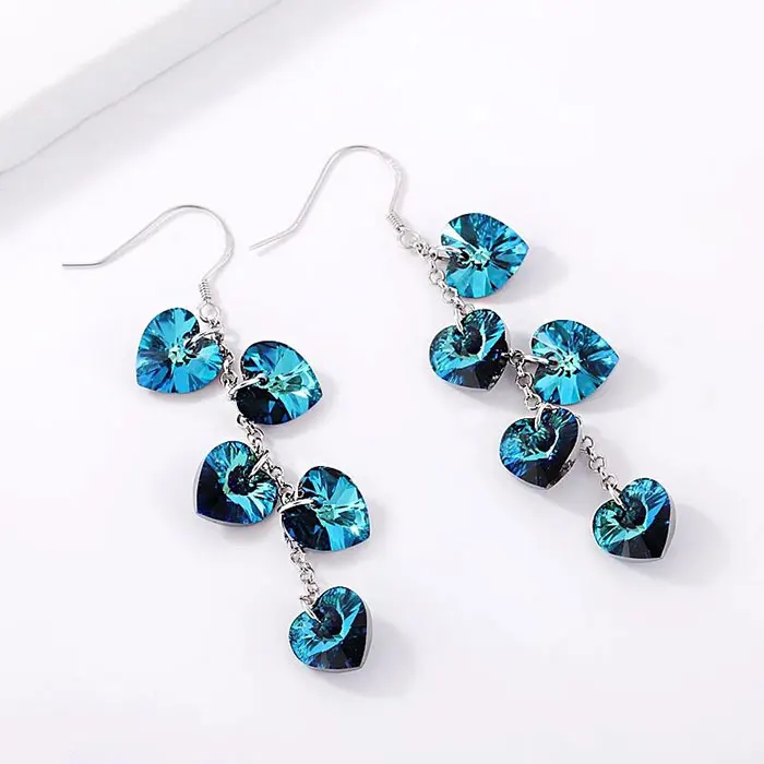 BAFFIN серьги с кисточками, Висячие сердца, кристаллы от Swarovski, цветные серьги-капли с цветными бусинами, серебряный цвет, пирсинг для женщин, подарки - Окраска металла: Crystal BB