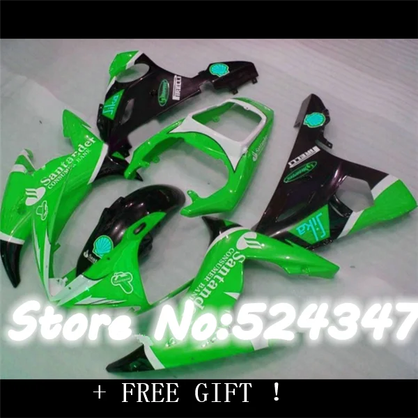

Дорожный мотоцикл обтекатели комплект для 2003 YZFR6 2004 2005 YZF R6 03 04 05 YZF600 зеленый белый обтекатель наборы боди части