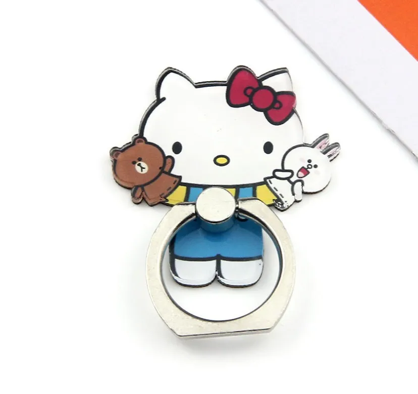 Мультфильм hello kitty металлический палец кольцо держатель 360 градусов вращающийся мобильный телефон стенд Универсальный 100 шт./лот