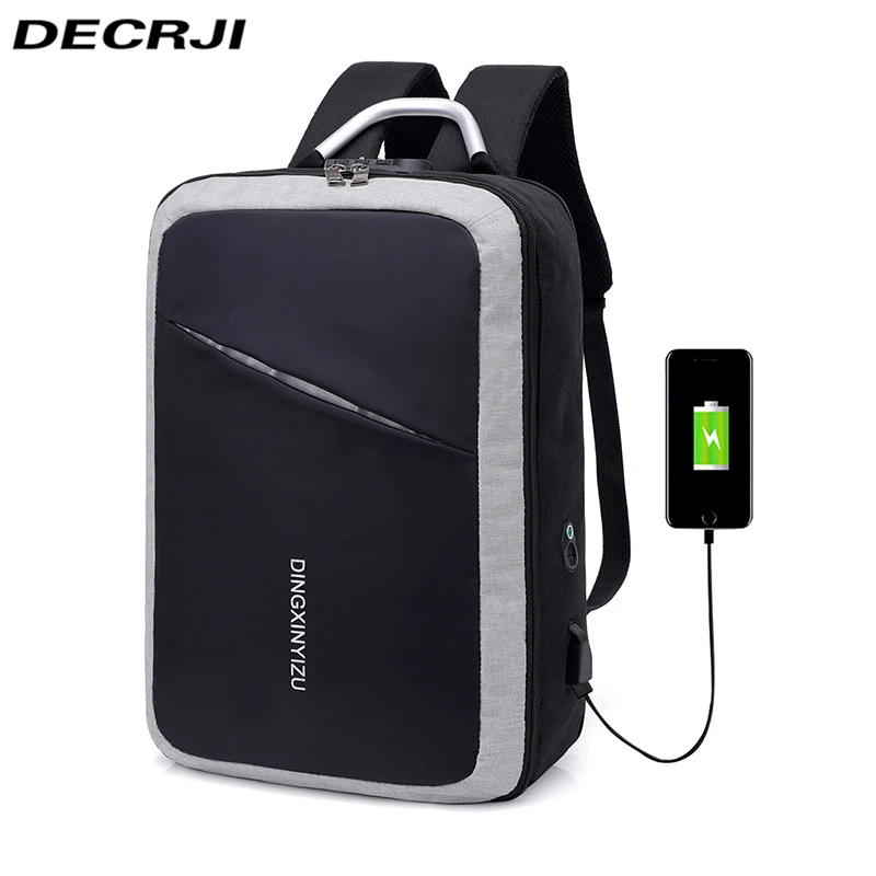 

DECRJI USB Charge Anti-theft Business Laptop Backpack Men Large Capacity Casual Travel Bagpack High Quality Student School Bags