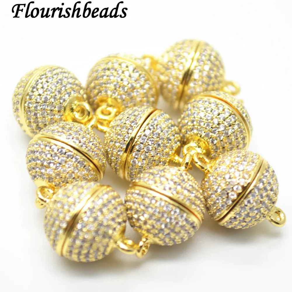 12mm Paved Zircon CZ Beads Round Magnetic Necklace or Bracelet Clasps DIY Jewelry Findings Connectors | Украшения и аксессуары