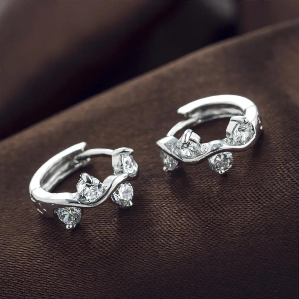 Новые посеребренные разноцветные свадебные серьги-подвески со стразами и