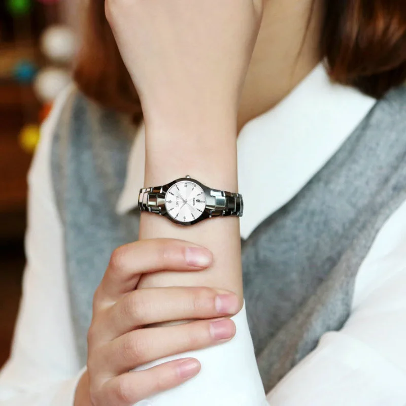 Стальной ремень мужские деловые часы вольфрамовый стальной Цветной Кварцевый