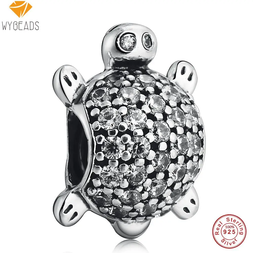 Wybeads 925 серебро Шарм Сердце Любви Семья Ясно CZ Талисманы Европейский бисера