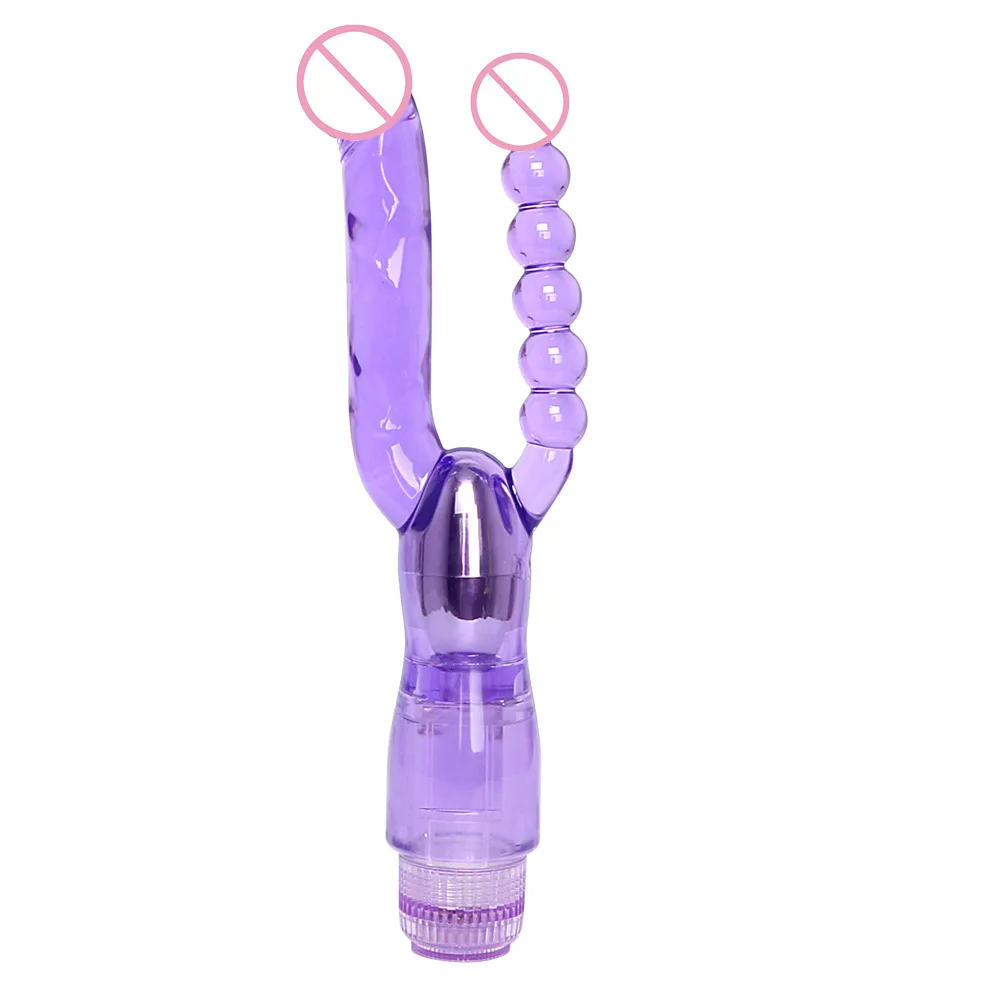 MwOiiOwM Dual Penetration Double Vibrator Anal Sex Toys Textured Shaft Dildos Beads Stimulator Adult Products For Women | Красота и