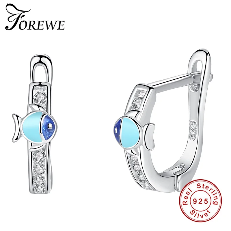 FOREWE/100% Стерлинговое Серебро 925 пробы серьги для девочек детские с эмалью милые