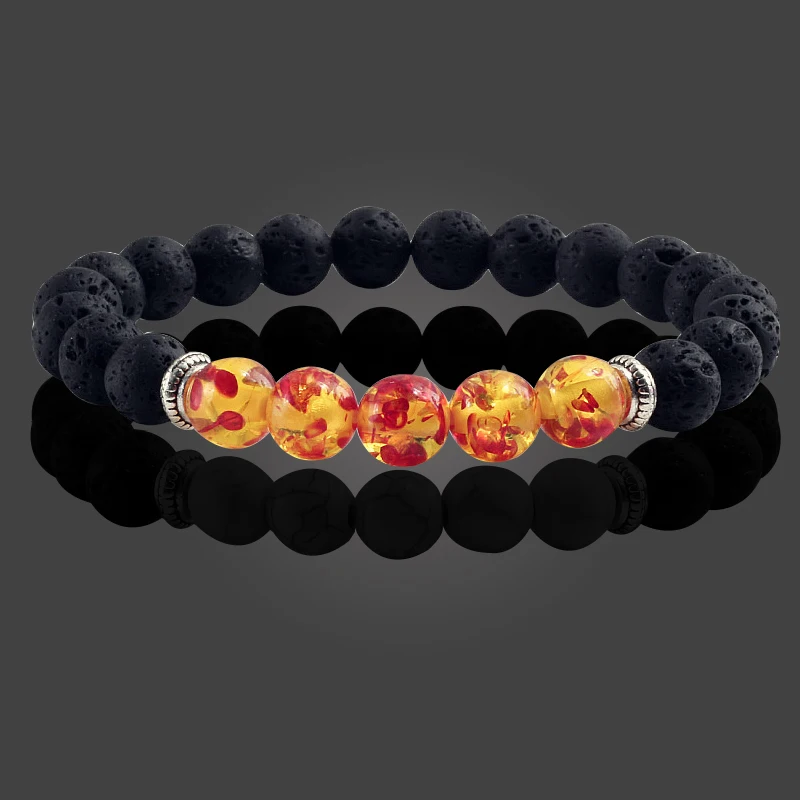 Лава камень вулканические браслеты для мужчин тигровый глаз бирюзовые бусины