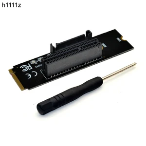 Новейшая Райзер-карта NGFF M.2-PCI-E 4X M2 M Key to PCIe X4 Adapter светодиодный ным индикатором SATA стояк силовой проводки для майнинга биткоинов