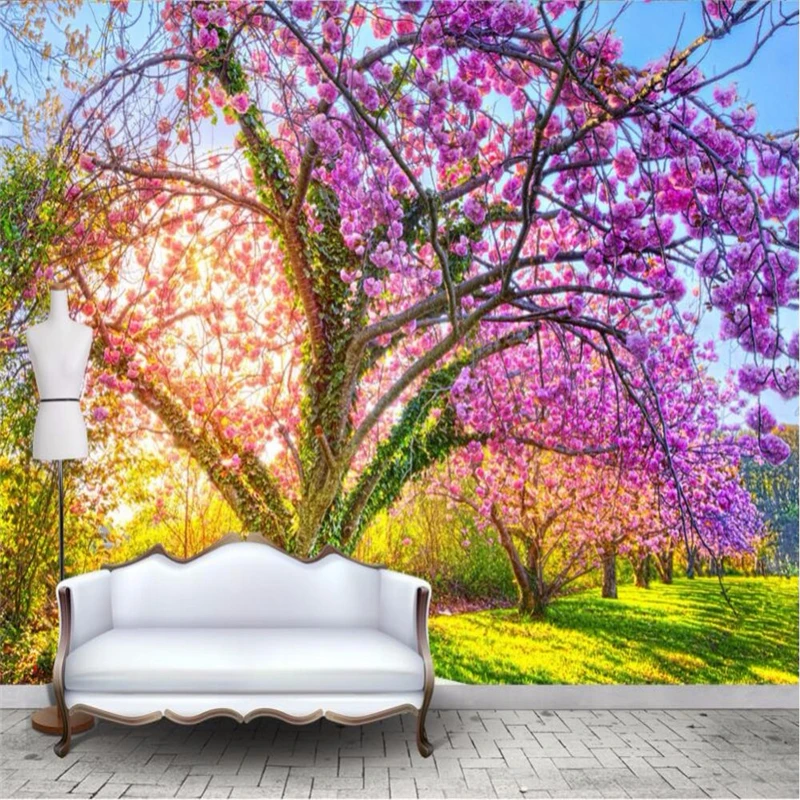 beibehang custom photo wallpaper Beautiful garden cherry blossom tree vines backdrop large murals 3d mural wall paper | Обустройство