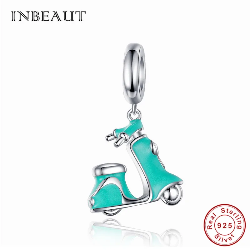 INBEAUT 100% настоящий 925 пробы серебристый синий эмаль электрический самокат
